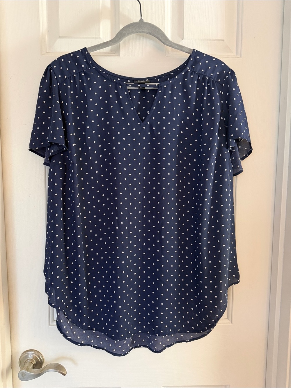 Torrid Polka Dot Navy Short-Sleeve Blouse XL
